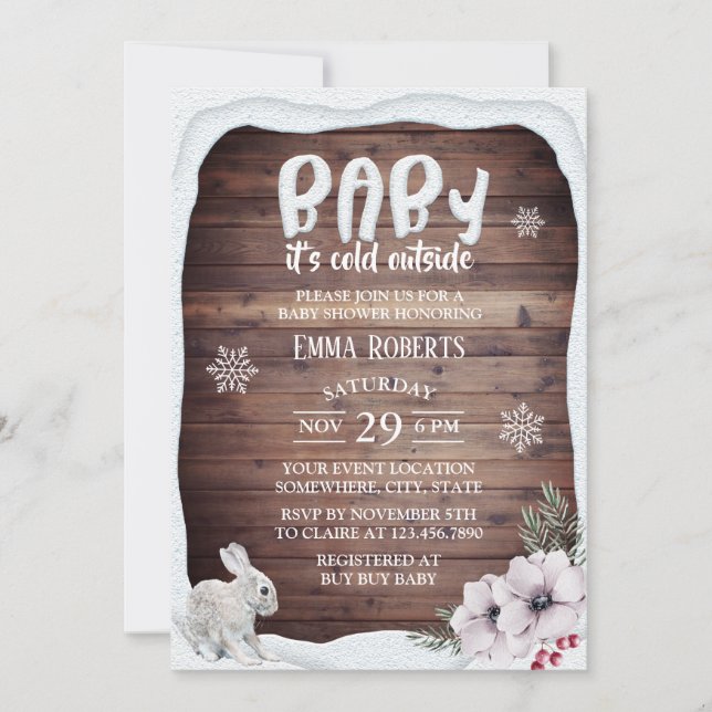 Baby Its Cold Outside Snowflake Winter Baby Shower Invitation (Front)