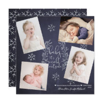 Baby It's Cold Outside Snowflakes 4 Photos Navy Invitation