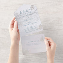 Baby It's Cold Outside Snowflakes Baby Shower Blue All In One Invitation