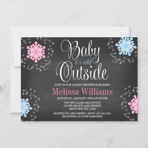 Baby Its Cold Outside Snowflakes Baby Shower Invitation