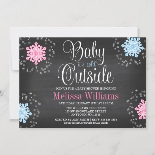 Baby Its Cold Outside Snowflakes Baby Shower Invitation