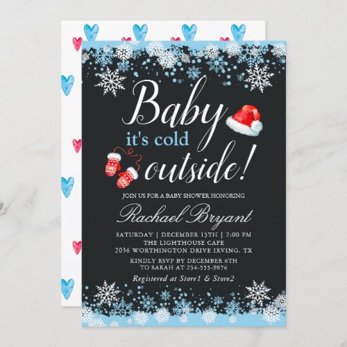 Baby Its Cold Outside Snowflakes Cute Baby Shower Invitation