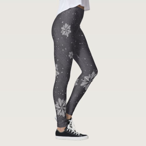 Baby its cold outside Snowflakes on chalkboard Leggings