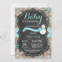 Baby its Cold Outside Snowman Aqua Baby Shower Invitation