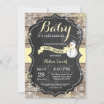 Baby its Cold Outside Snowman Baby Shower Invitation<br><div class="desc">Baby its Cold Outside Rustic Winter Snowman Baby Shower invitation. Yellow Snowflake. Rustic Wood Chalkboard Background. Country Vintage Retro Barn. Boy or Girl Baby Shower Invitation. Winter Holiday Baby Shower Invite. Yellow and White Snowflakes. For further customization, please click the "Customize it" button and use our design tool to modify...</div>