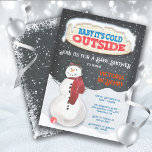 Baby it's cold outside snowman baby shower invitation<br><div class="desc">Baby it's cold outside baby shower invitations. Features a watercolor snowman, rustic wood sign with a night time snow filled sky. Perfect for a Christmas Baby shower or Winter baby shower. The sign can't be changed but can be deleted. To make more changes go to Personalize this template. On the...</div>