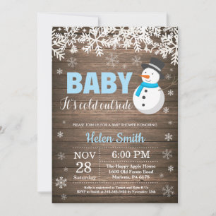 Baby its Cold Outside Snowman Boy Baby Shower Invitation