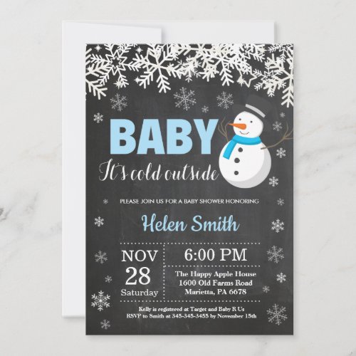 Baby its Cold Outside Snowman Boy Baby Shower Invitation