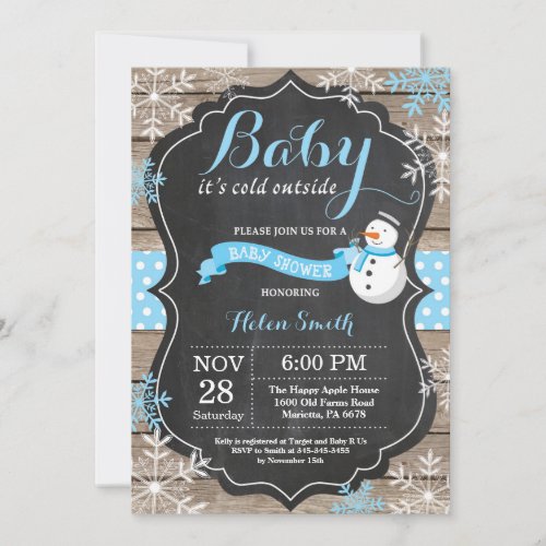 Baby its Cold Outside Snowman Boy Baby Shower Invitation