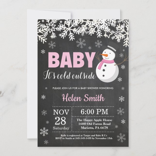Baby its Cold Outside Snowman Girl Baby Shower Invitation (Front)