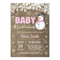 Baby its Cold Outside Snowman Girl Baby Shower Invitation