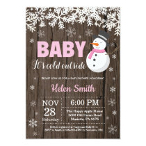 Baby its Cold Outside Snowman Girl Baby Shower Invitation
