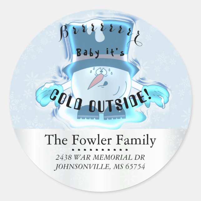 Baby it's Cold Outside Snowmen Classic Round Sticker (Front)
