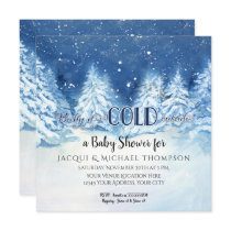 Baby its Cold Outside Snowy Trees Baby Shower Invitation