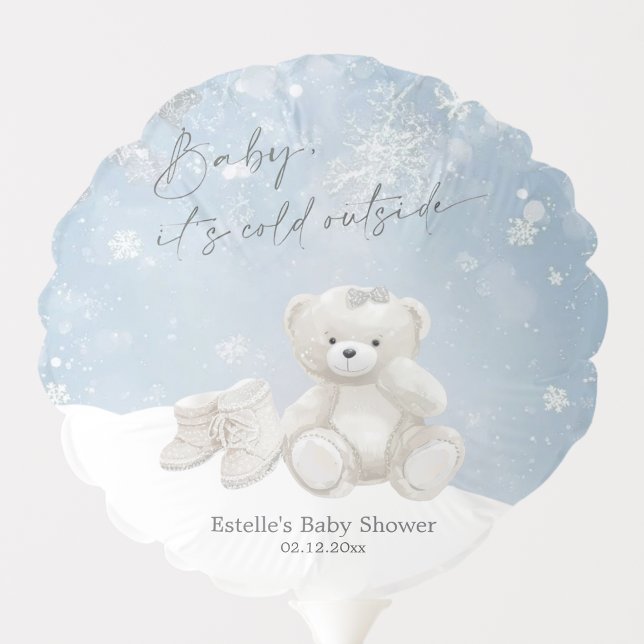 Baby, It's Cold Outside Teddy Bear Snowflake Party Balloon (Creator Uploaded)