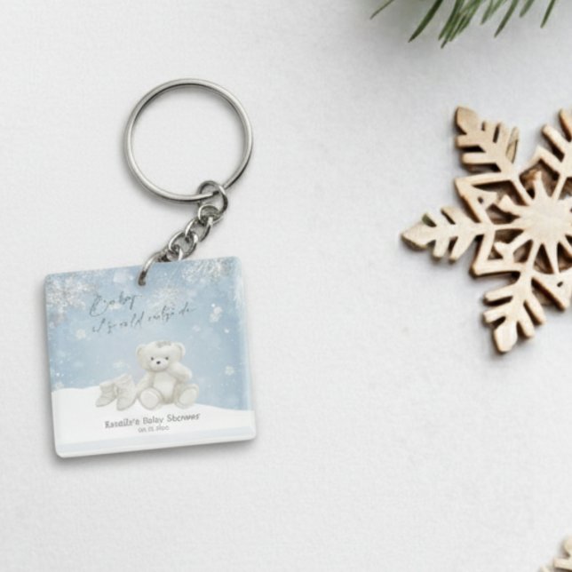 Baby, It's Cold Outside Teddy Bear snowflakes  Keychain (Creator Uploaded)