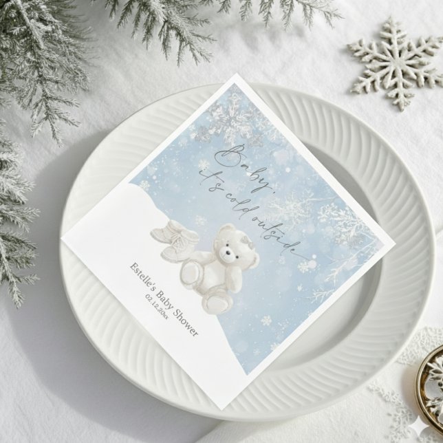 Baby, It's Cold Outside Teddy Bear Winter Accent Napkins (Creator Uploaded)