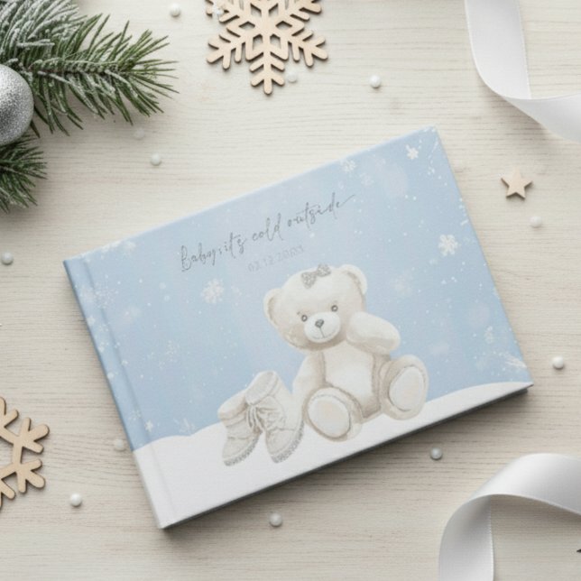 Baby, It's Cold Outside Teddy Bear Winter Foil Guest Book (Creator Uploaded)