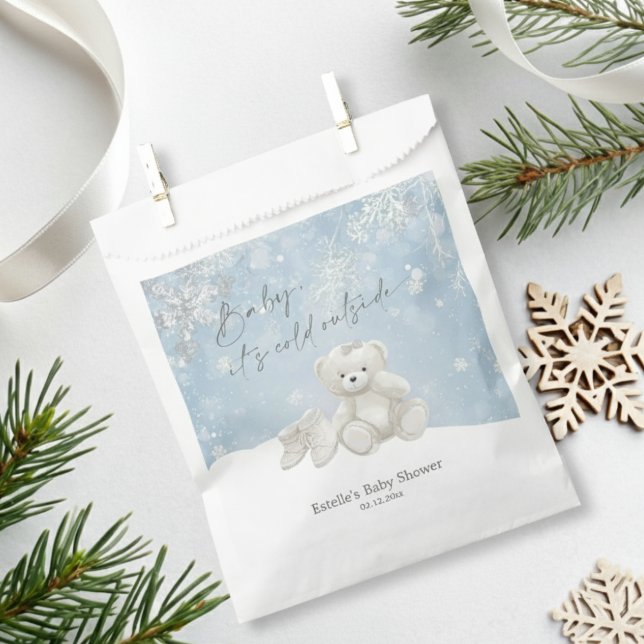 Baby, It's Cold Outside Teddy Bear Winter Keepsake Favor Bag (Creator Uploaded)