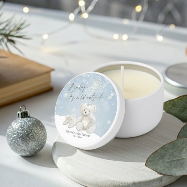 Baby, It's Cold Outside Teddy Bear Winter Mini Candle Favors (Creator Uploaded)