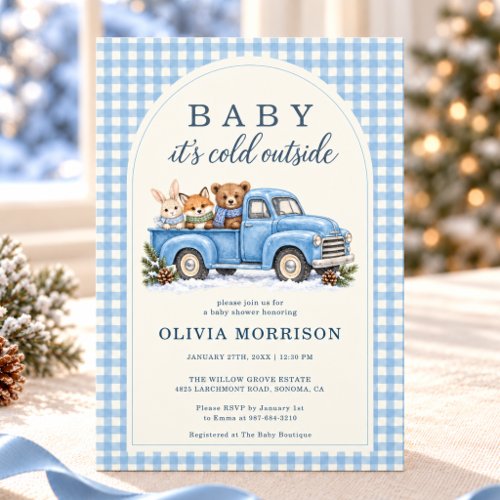 Winter Baby It's Cold Outside Blue baby shower invitation