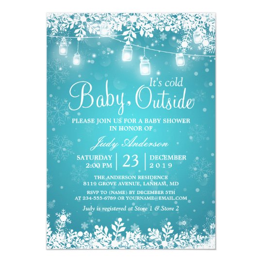Baby Its Cold Outside Turquoise Winter Shower Invitation Baby Its Cold Outside Turquoise Winter Shower Invitation