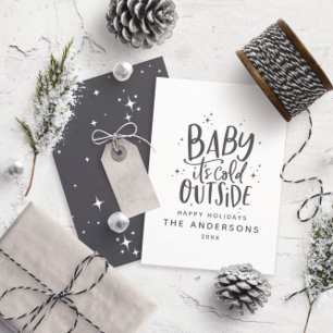 Baby its cold outside typography Christmas holiday Save The Date
