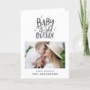 Baby its cold outside typography Christmas photo  Announcement