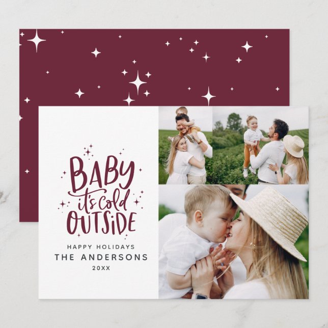 Baby its cold outside typography Christmas photo Save The Date (Front/Back)