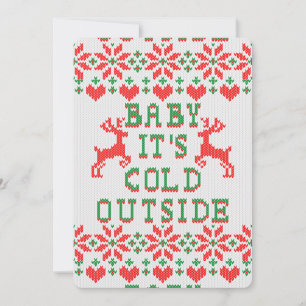 Baby Its Cold Outside Ugly Christmas Sweater Style Holiday Card