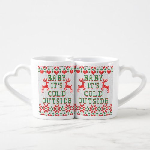 Baby Its Cold Outside Ugly Sweater Style Coffee Mug Set
