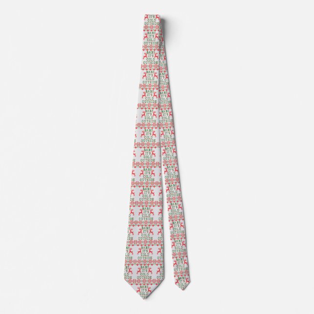 Baby It's Cold Outside Ugly Sweater Style Neck Tie (Front)