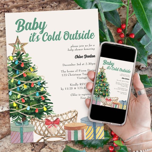 Baby its Cold Outside Vintage Baby Shower Invitation