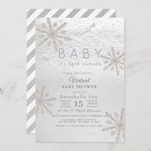 Baby Its Cold Outside Virtual Baby Shower Invitation (Front/Back)