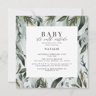 Baby it's cold outside watercolor baby shower announcement