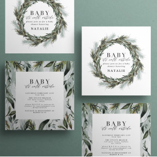 Baby it's cold outside watercolor baby shower announcement