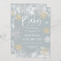 Baby it's cold outside white gold silver snow gray invitation