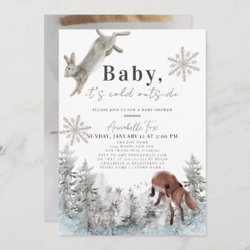 Baby Its Cold Outside Winter Animals Baby Shower  Invitation