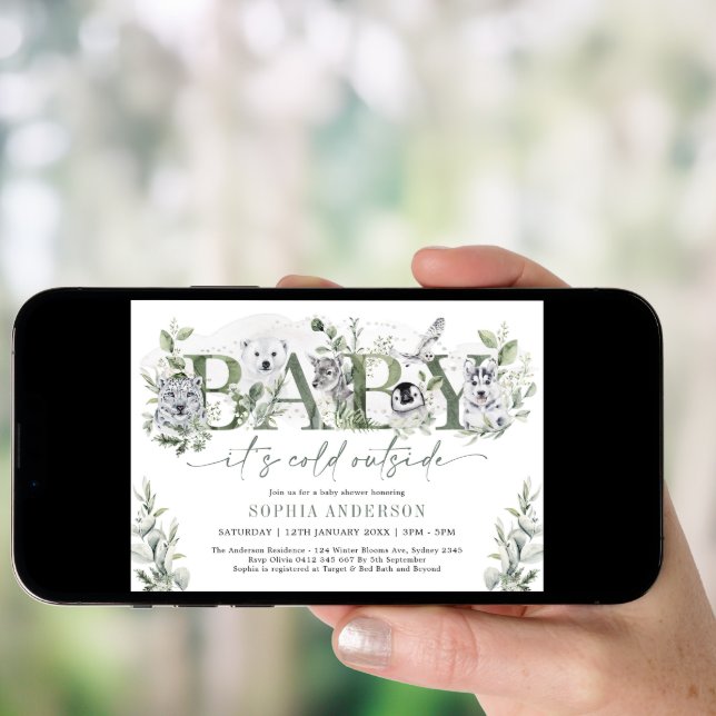 Baby Its Cold Outside Winter Animals Baby Shower Invitation (Front Digital)