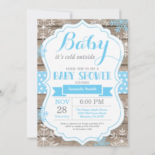 Baby Its Cold Outside Winter Baby Boy Shower Invitation