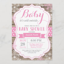 Baby Its Cold Outside Winter Baby Girl Shower Invitation