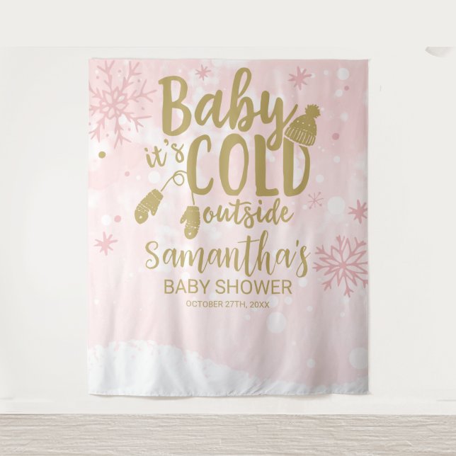 Baby It's Cold Outside Winter Baby Shower Backdrop (Front)