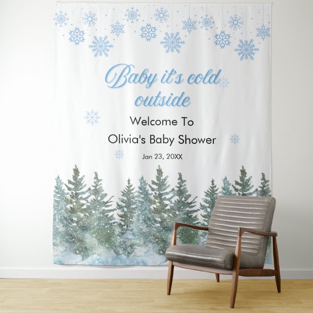 Baby It's Cold Outside Winter Baby Shower Backdrop (In Situ)