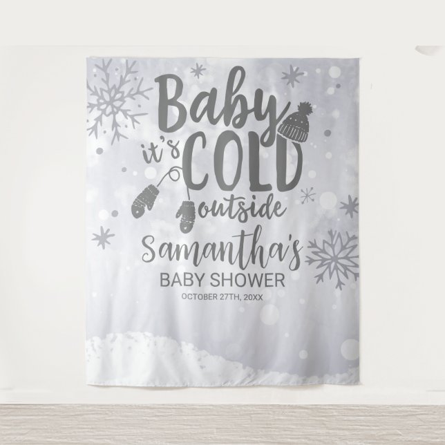 Baby It's Cold Outside Winter Baby Shower Backdrop (Front)