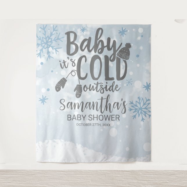 Baby It's Cold Outside Winter Baby Shower Backdrop (Front)