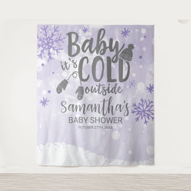 Baby It's Cold Outside Winter Baby Shower Backdrop (Front)