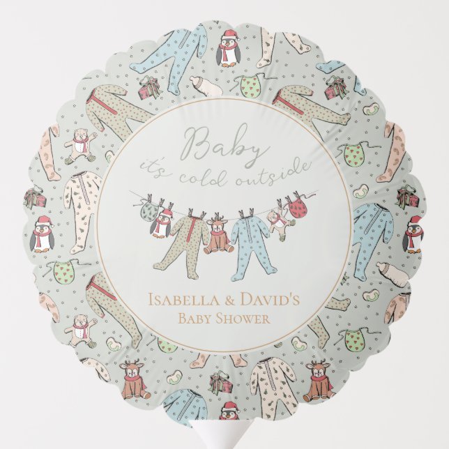 Baby Its Cold Outside Winter Baby Shower Balloon (Back)
