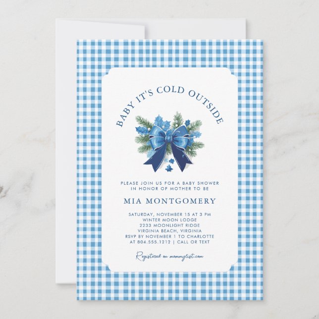 Baby It's Cold Outside Winter Baby Shower - Blue  Invitation (Front)