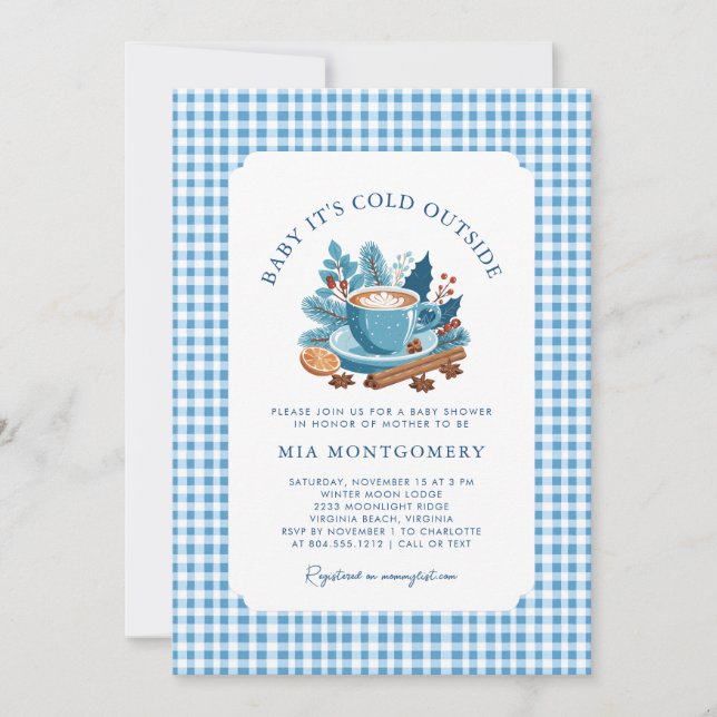 Baby It's Cold Outside Winter Baby Shower - Blue  Invitation (Front)
