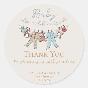 Baby Its Cold Outside Winter Baby Shower Classic Round Sticker